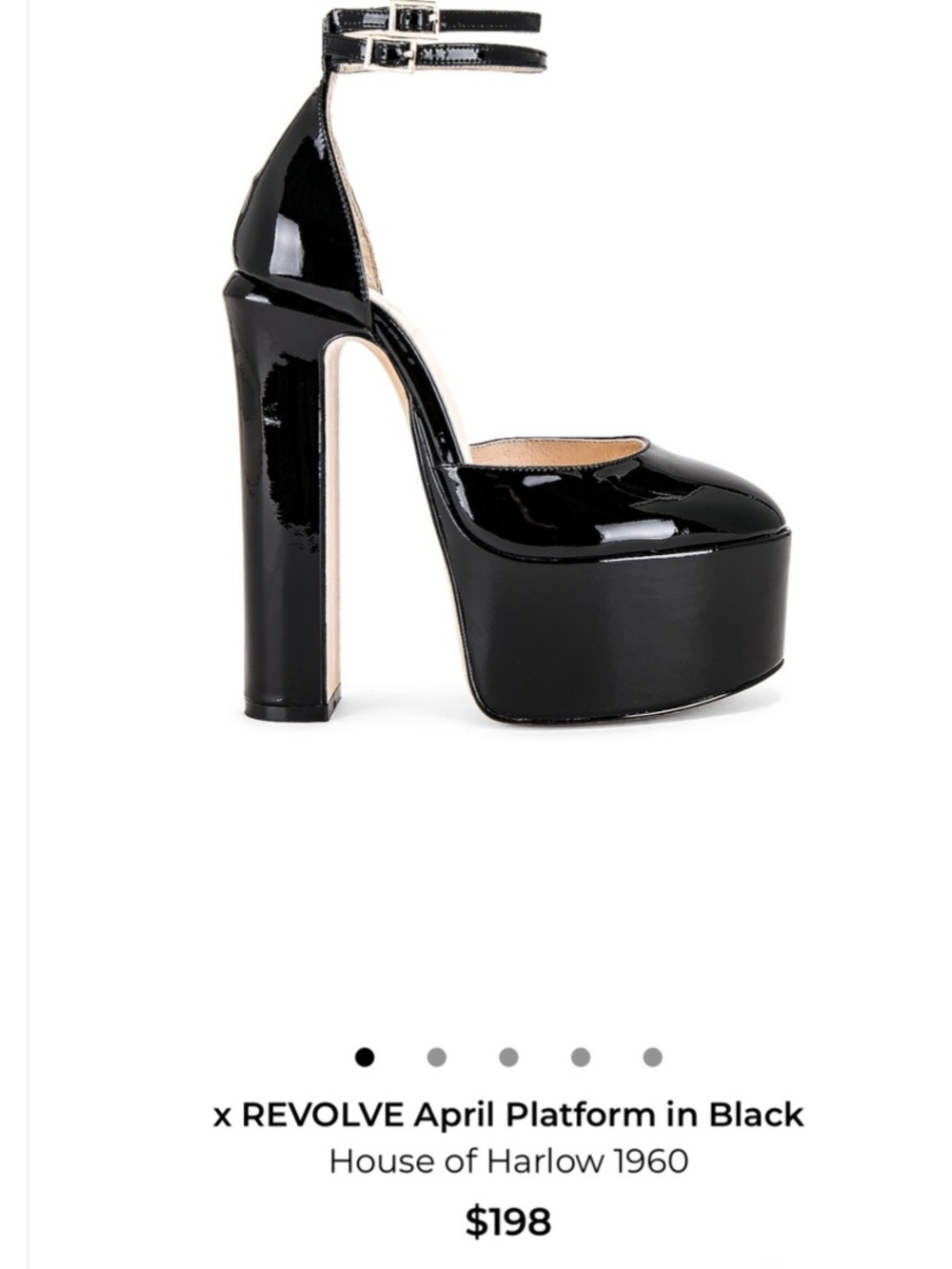 House of Harlow 1960 Black Patent Platform Pumps with Ankle Strap